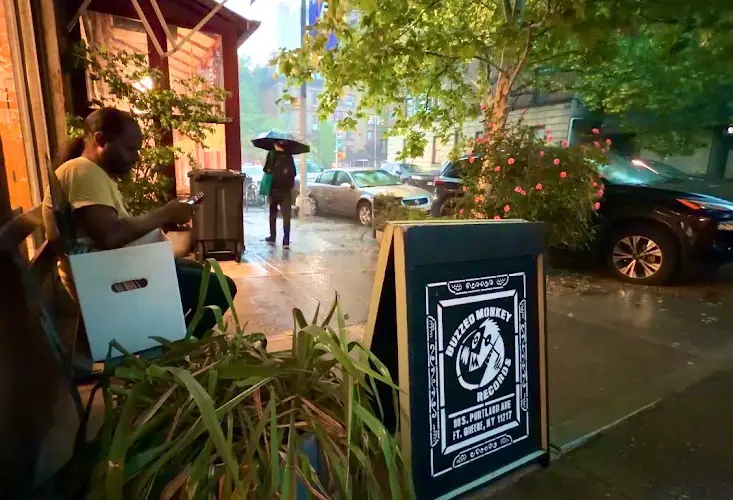 Buzzed Monkey Records storefront in Brooklyn